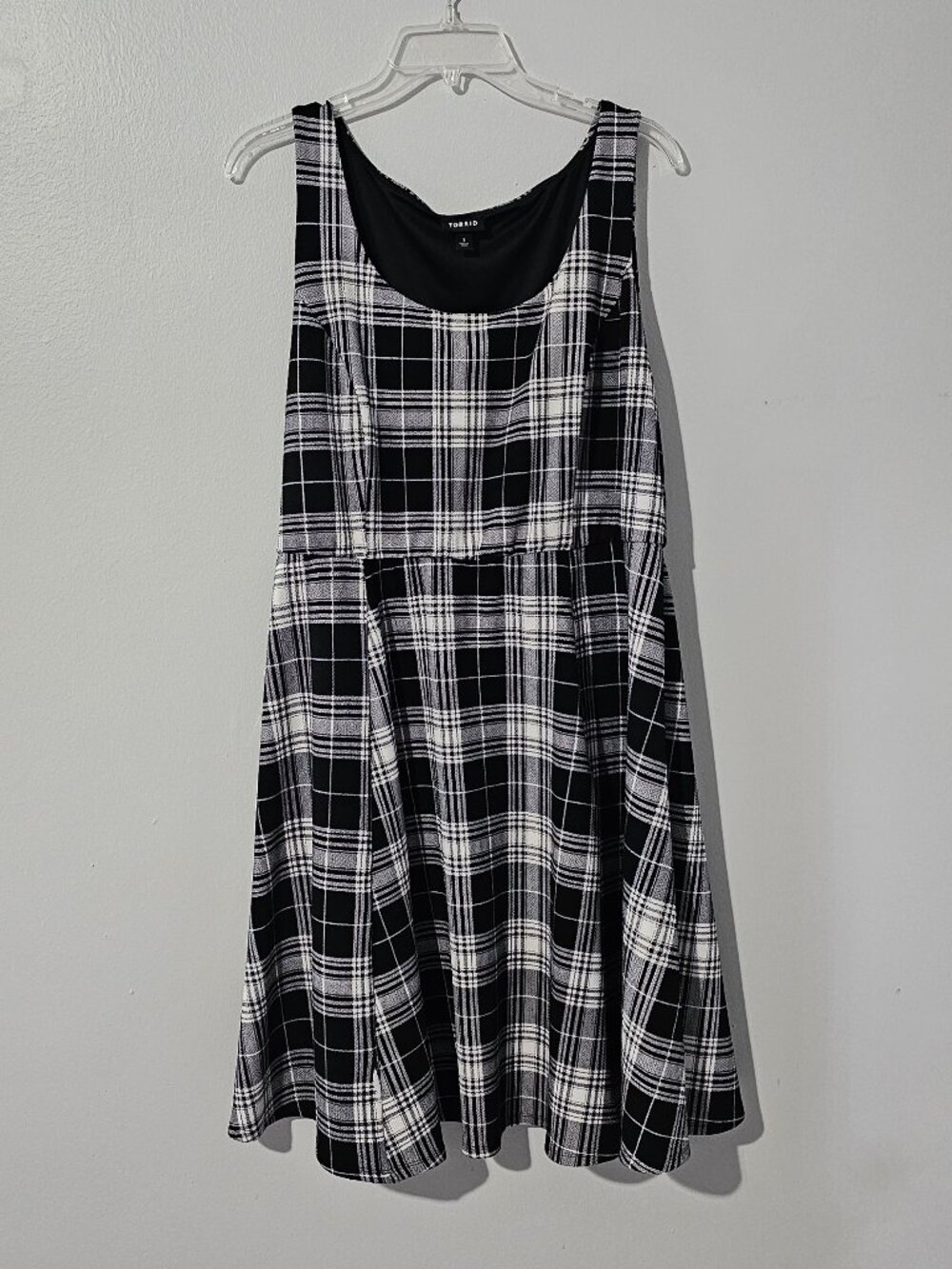 Torrid 1X Black White Plaid Skater Dress Sleeveless
